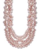 Anne Klein Silver-tone Pink Imitation Pearl Multi-strand Statement Necklace
