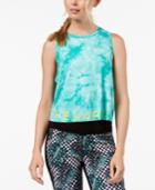 Jessica Simpson The Warmup Juniors' Tie-dyed Logo Crop Tank Top