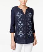 Style & Co. Printed Split-neck Top, Only At Macy's