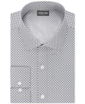 Kenneth Cole Reaction Men's Slim-fit Techni-cole Performance Greystone Dot Print Dress Shirt