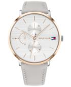 Tommy Hilfiger Women's Gray Leather Strap Watch 40mm