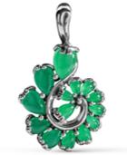 Carolyn Pollack Green Jade Spiral Pendant Enhancer In Sterling Silver
