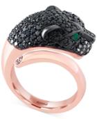 Signature By Effy Diamond (1-3/4 Ct. T.w.) And Emerald Accent Panther Ring In 14k Rose Gold