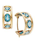 10k Gold Earrings, Blue Topaz Hoops Earrings (3-3/4 Ct. T.w.)