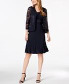 R & M Richards Dress & Sequined Lace Jacket