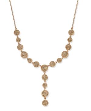 Inc International Concepts Rose Gold-tone Crystal Fireball Lariat Necklace, Created For Macy's