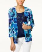 Alfred Dunner Petite Layered-look Floral Top With Necklace