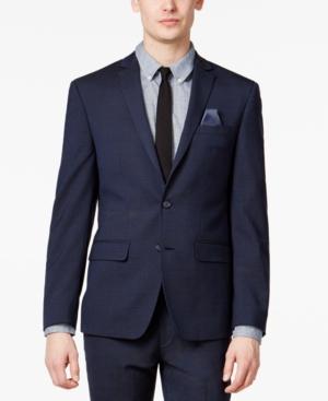 Bar Iii Men's Extra-slim Fit Stretch Wrinkle-resistant Blue/black Check Suit Jacket, Only At Macy's