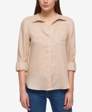 Tommy Hilfiger Linen Roll-tab Shirt, Only At Macy's