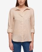 Tommy Hilfiger Linen Roll-tab Shirt, Only At Macy's