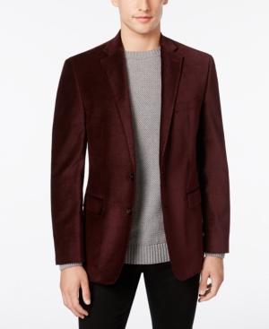 Calvin Klein Men's Burgundy Velvet Slim-fit Dinner Jacket