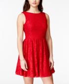 Speechless Juniors' Glitter Lace Fit-and-flare Dress