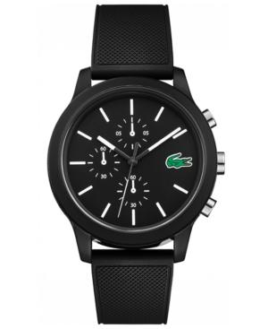 Lacoste Men's Chronograph 12.12 Black Silicone Strap Watch 44mm