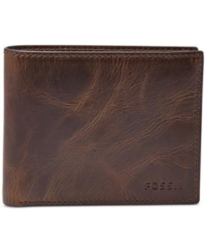 Fossil Men's Leather Wallet Derrick Rfid-blocking Bifold With Flip Id