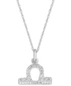 Diamond Libra Zodiac Pendant Necklace In 10k White Gold (1/10 Ct. T.w.)