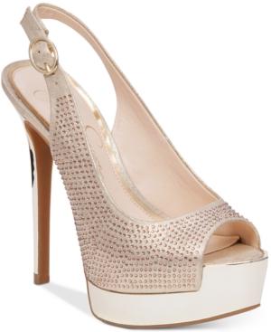 Jessica Simpson Kabale Peep-toe Slingback Platform Pumps Women's Shoes