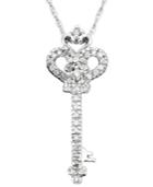 Diamond Key Pendant Necklace In 14k White Gold (1/10 Ct.t.w.)