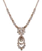 Givenchy Rose Gold-tone Crystal Teardrop Pendant Necklace