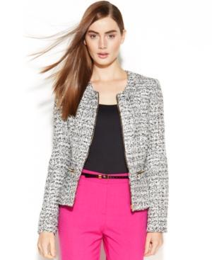 Calvin Klein Boucle Tweed Zippered Jacket