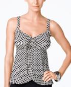 Swim Solutions Dot-print Ruffled Tankini Top Women's Swimsuit