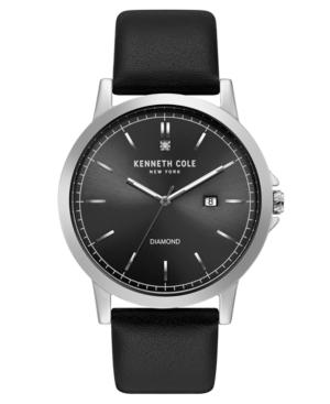 Kenneth Cole New York Men's Diamond Black Strap Watch 44mm