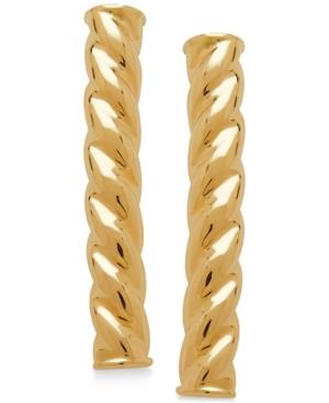 Polished Twisted Bar Linear Drop Earrings In 10k Gold