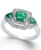 Emerald (3/4 Ct. T.w.) And Diamond (1/3 Ct. T.w.) Ring In 14k White Gold