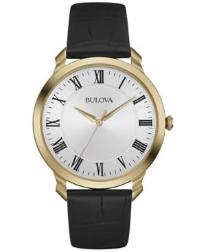 Bulova Men's Black Leather Strap Watch 41mm 97a123