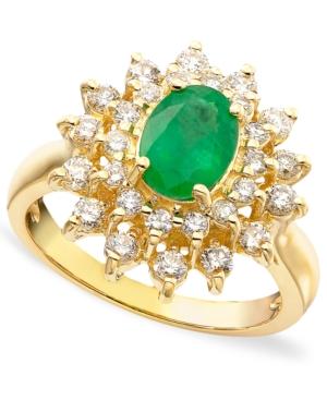 Royalty Inspired By Effy Emerald (1-1/8 Ct. T.w.) And Diamond (3/4 Ct. T.w.) Ring In 14k Gold, Created For Macy's