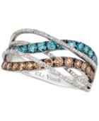 Le Vian Exotics Chocolate And Blue Diamond Ring (1- 1/3 Ct. T.w.) In 14k White Gold