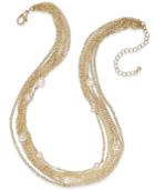 Charter Club Gold-tone Imitation Pearl And Multi-chain Statement Necklace, Only At Macy's