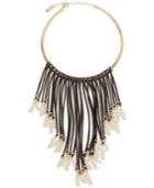 Inc International Concepts Gold-tone Imitation Pearl And Faux Suede Fringe Necklace, Created For Macy's