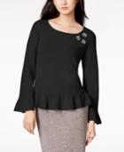 Charter Club Cashmere Embellished Peplum Sweater, Created For Macy's