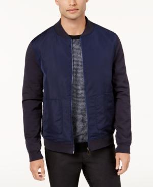 Ryan Seacrest Distinction Men's Modern-fit Stretch Mixed Media Bomber Jacket, Created For Macy's
