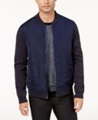 Ryan Seacrest Distinction Men's Modern-fit Stretch Mixed Media Bomber Jacket, Created For Macy's
