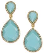 Abs By Allen Schwartz Gold-tone Blue Stone And Pave Drop Earrings