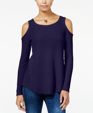 One Hart Juniors' Cold-shoulder Waffle-knit Top, Only At Macy's