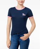 Rebellious One Juniors' Patched Tulip-hem Ringer T-shirt
