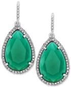 Abs By Allen Schwartz Earrings, Silver-tone Green Stone Pave Crystal Teardrop Earrings