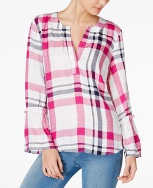 Maison Jules Plaid Split-neck Shirt, Only At Macy's