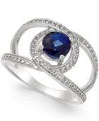 Blue Sapphire (1-1/4 Ct. T.w.) And White Sapphire (3/4 Ct. T.w.) Openwork Ring In Sterling Silver