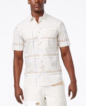 Sean John Men's Space Dyed Melange Plaid Shirt