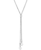 Lucky Brand Silver-tone Imitation Mother-of-pearl Stone Lariat Necklace
