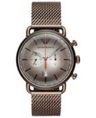 Emporio Armani Men's Chronograph Brown Stainless Steel Mesh Bracelet Watch 43mm