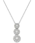 Diamond Triple Halo Pendant Necklace (1/2 Ct. T.w.) In 14k White Gold