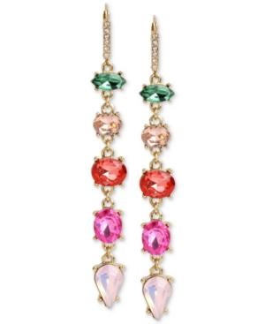 Betsey Johnson Gold-tone Multi-stone Linear Drop Earrings