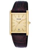 Pulsar Men's Brown Leather Strap Watch Pg8252