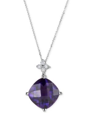 Amethyst (5 Ct. T.w.) & Diamond (1/10 Ct. T.w.) Pendant Necklace In 14k White Gold