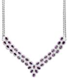 Sterling Silver Necklace, Amethyst Two Row Bib Necklace (14 Ct. T.w.)