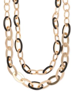 Anne Klein Two-tone Double Row Link Necklace